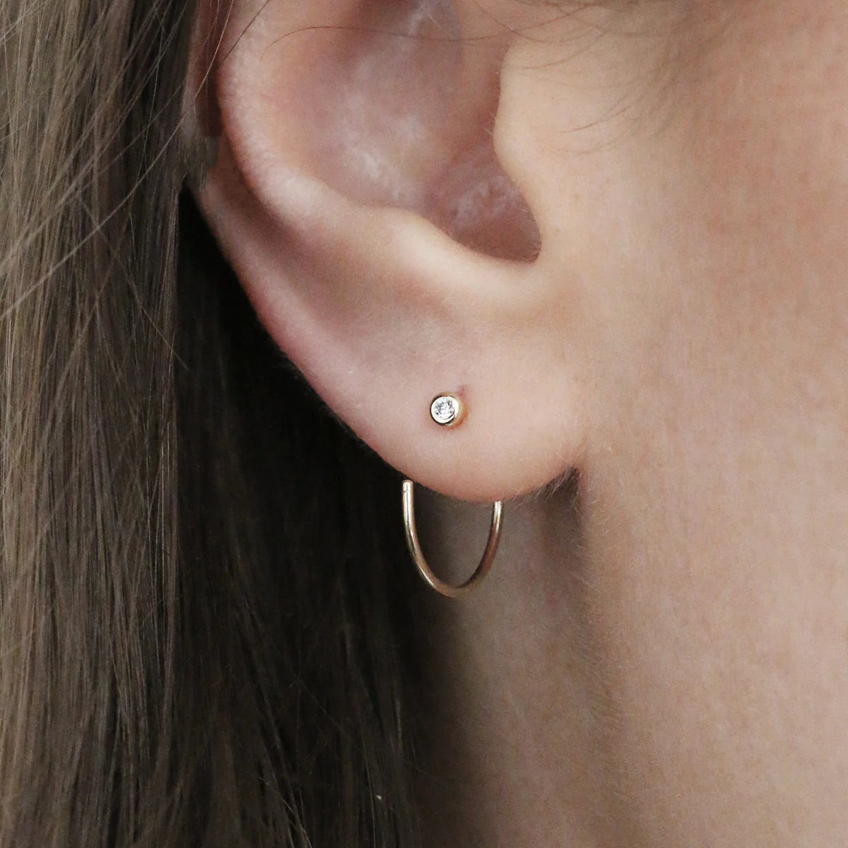 Diamond Fleck Huggies Earrings