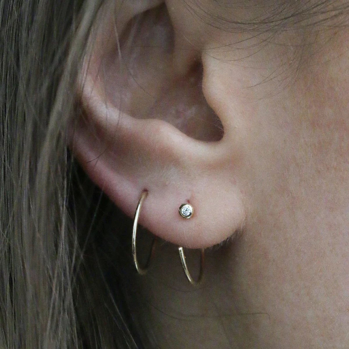 Diamond Fleck Huggies Earrings