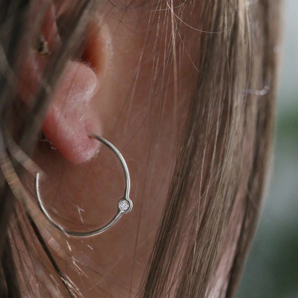 Diamond Pivot Hoops Earrings