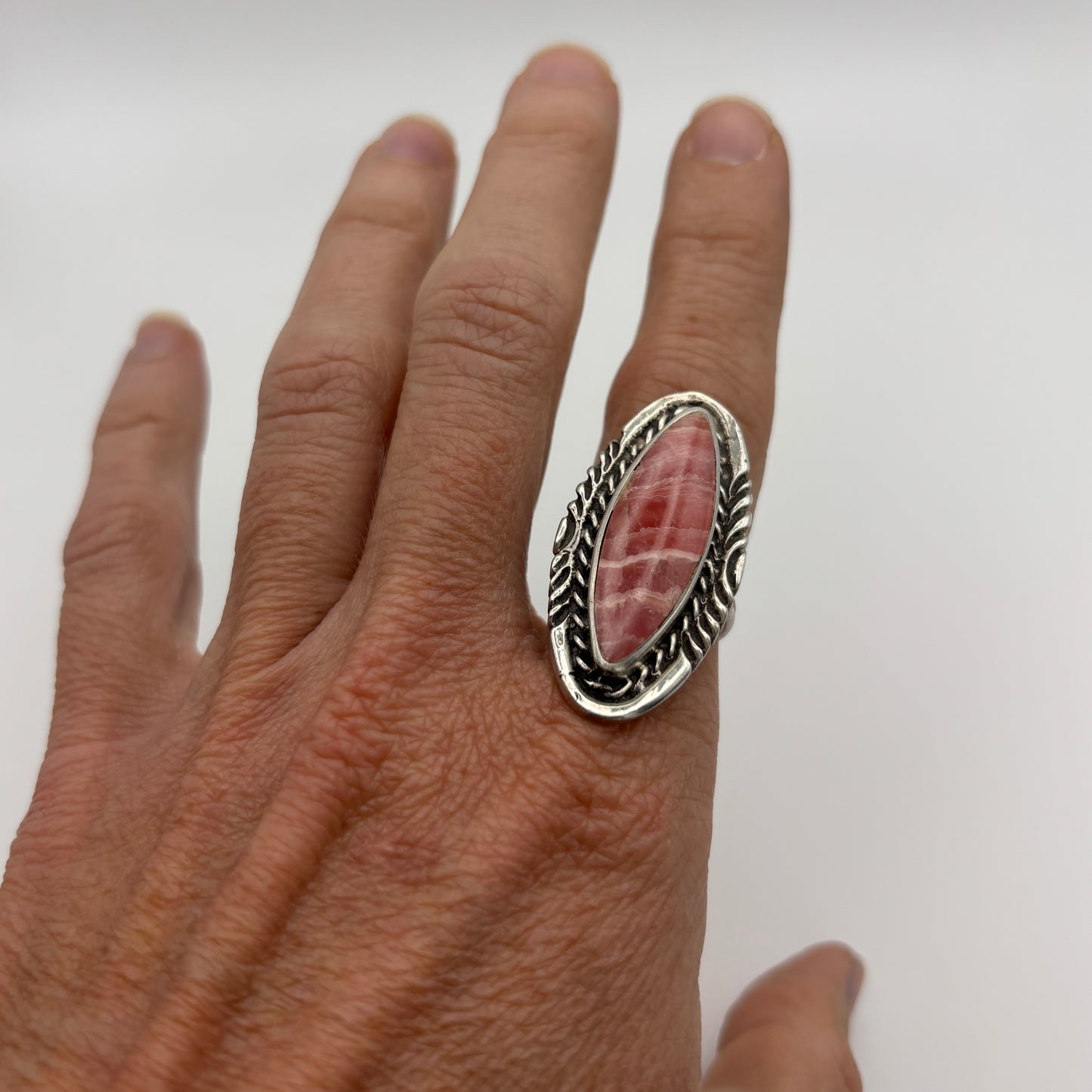Pink Banded Rhodochrosite Ring