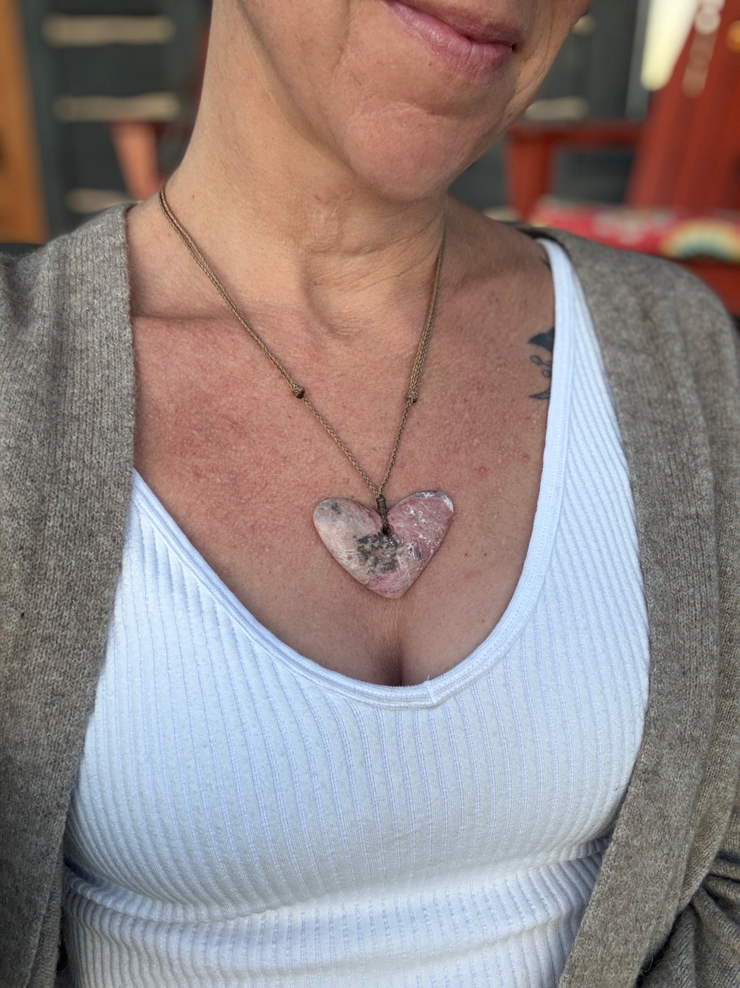 Otago PInk Rhondonite Heart