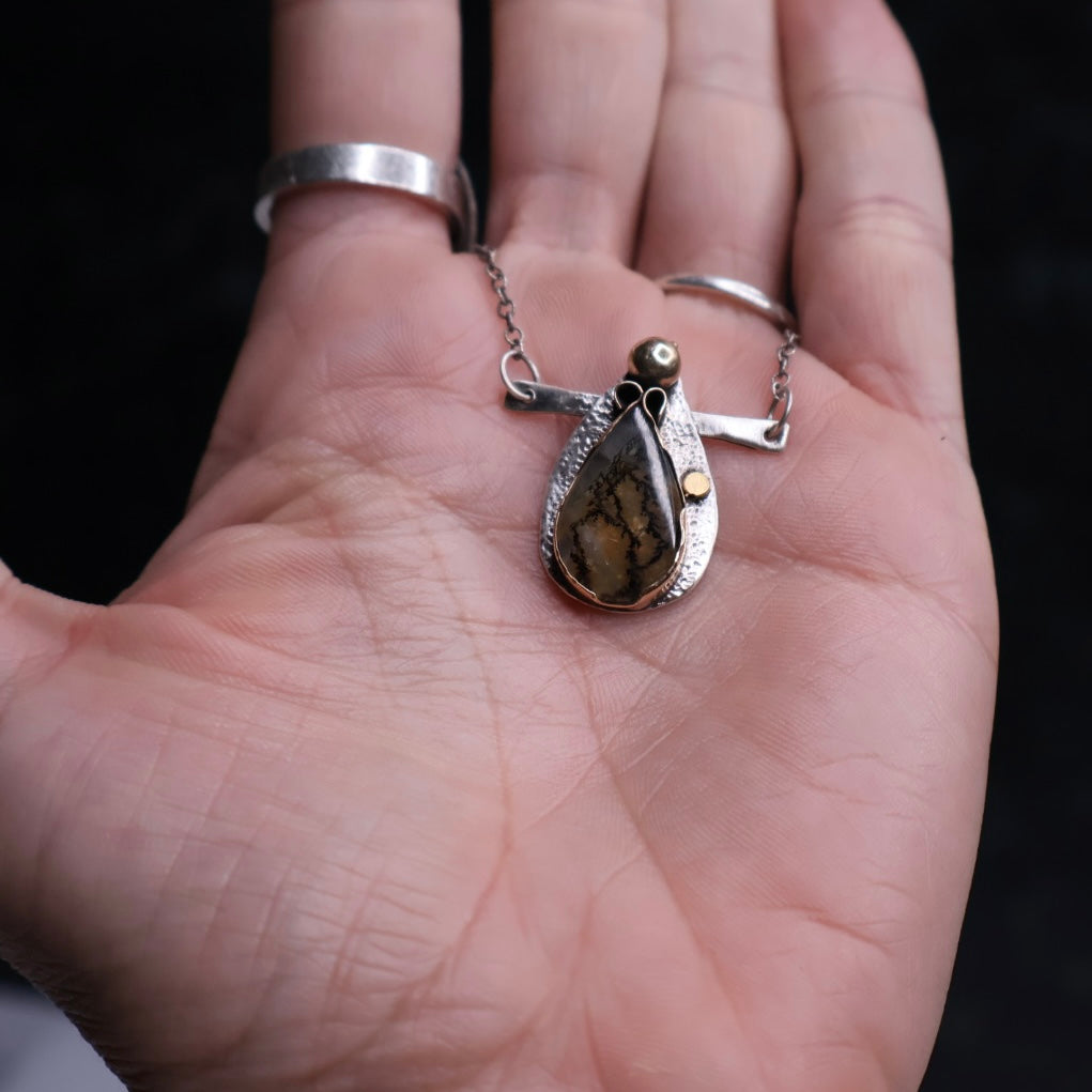 OOAK Teardrop Dendrite Pendant