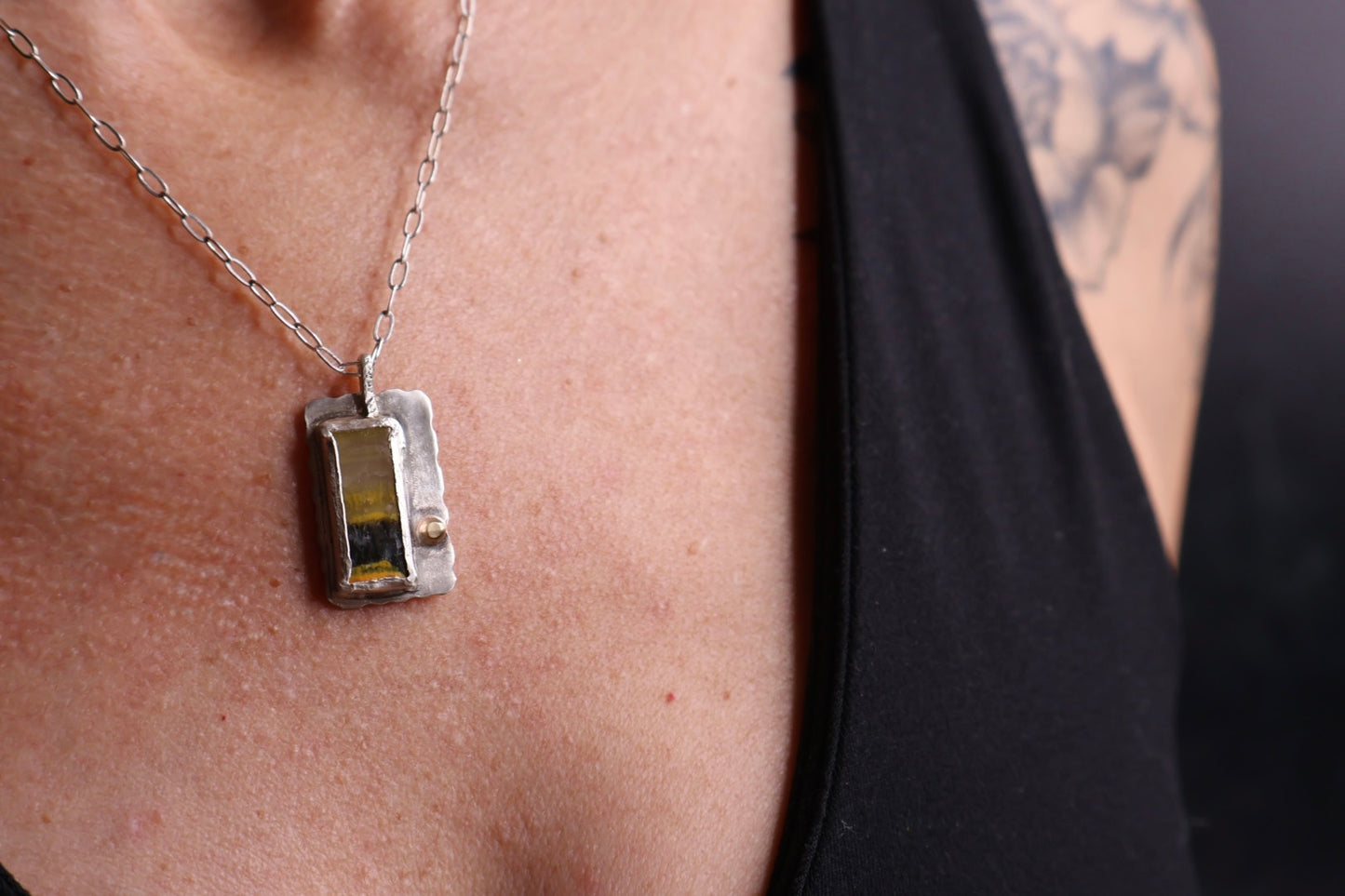 OOAK Offset Bumble Bee Jasper Pendant