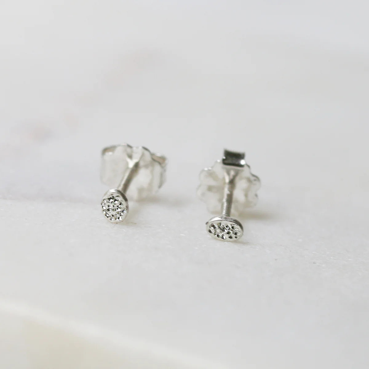 Diamond Dusted Oval Fleck Studs Earrings