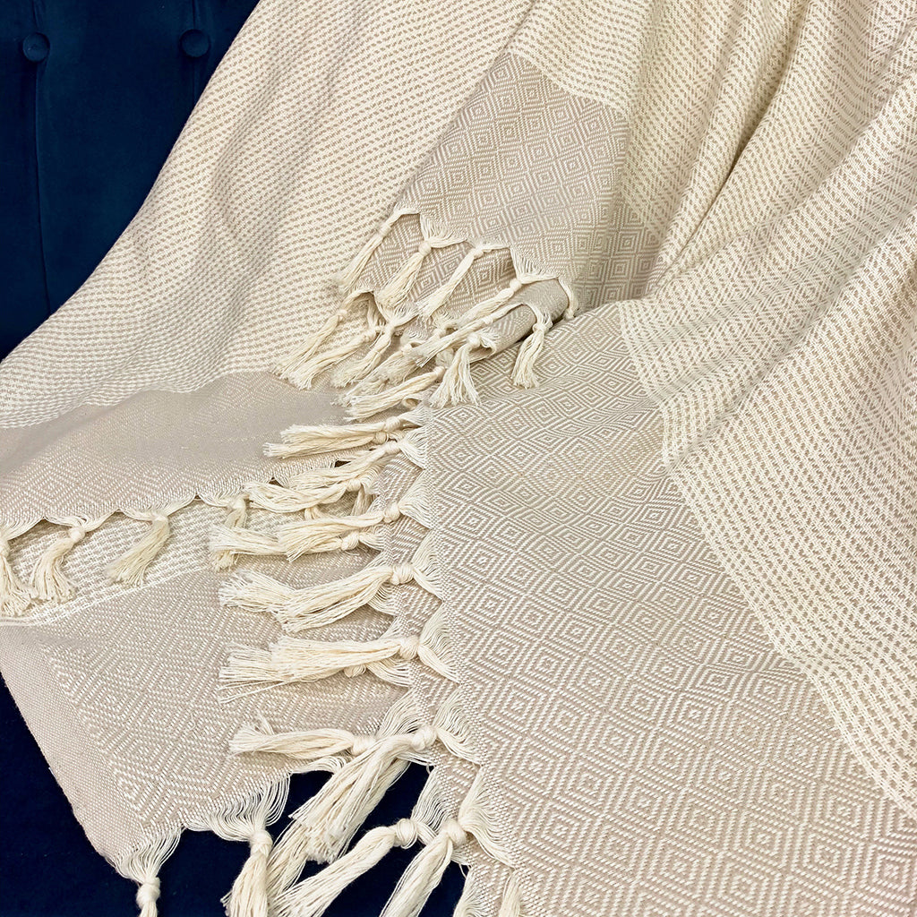 beige diamond throw blanket