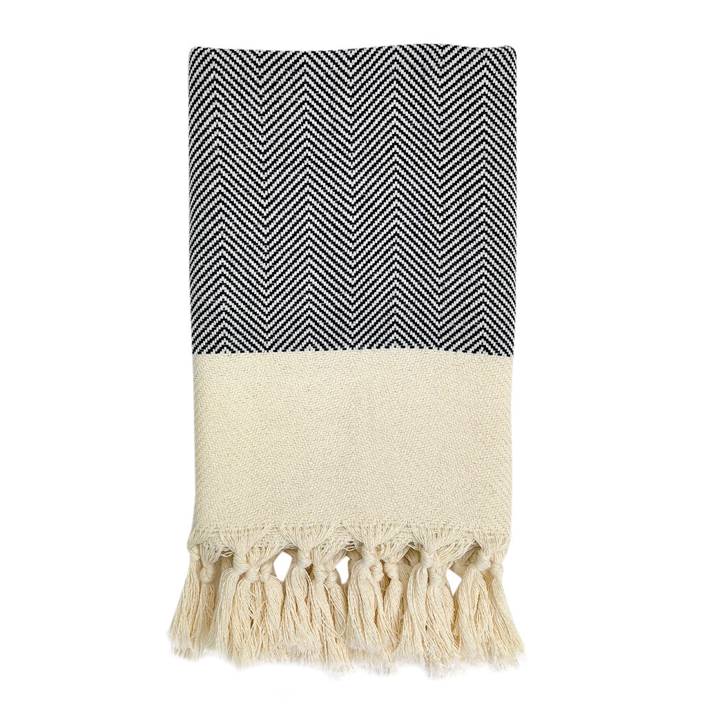 black chevron hand towel