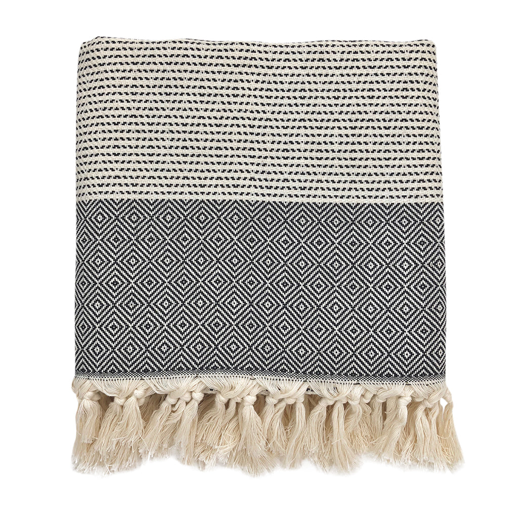 black white turkish throw