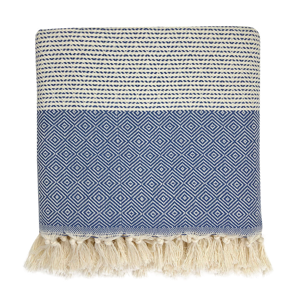 blue diamond stripe throw blanket