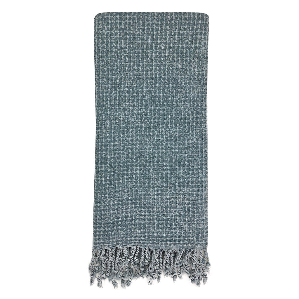 blue waffle towel