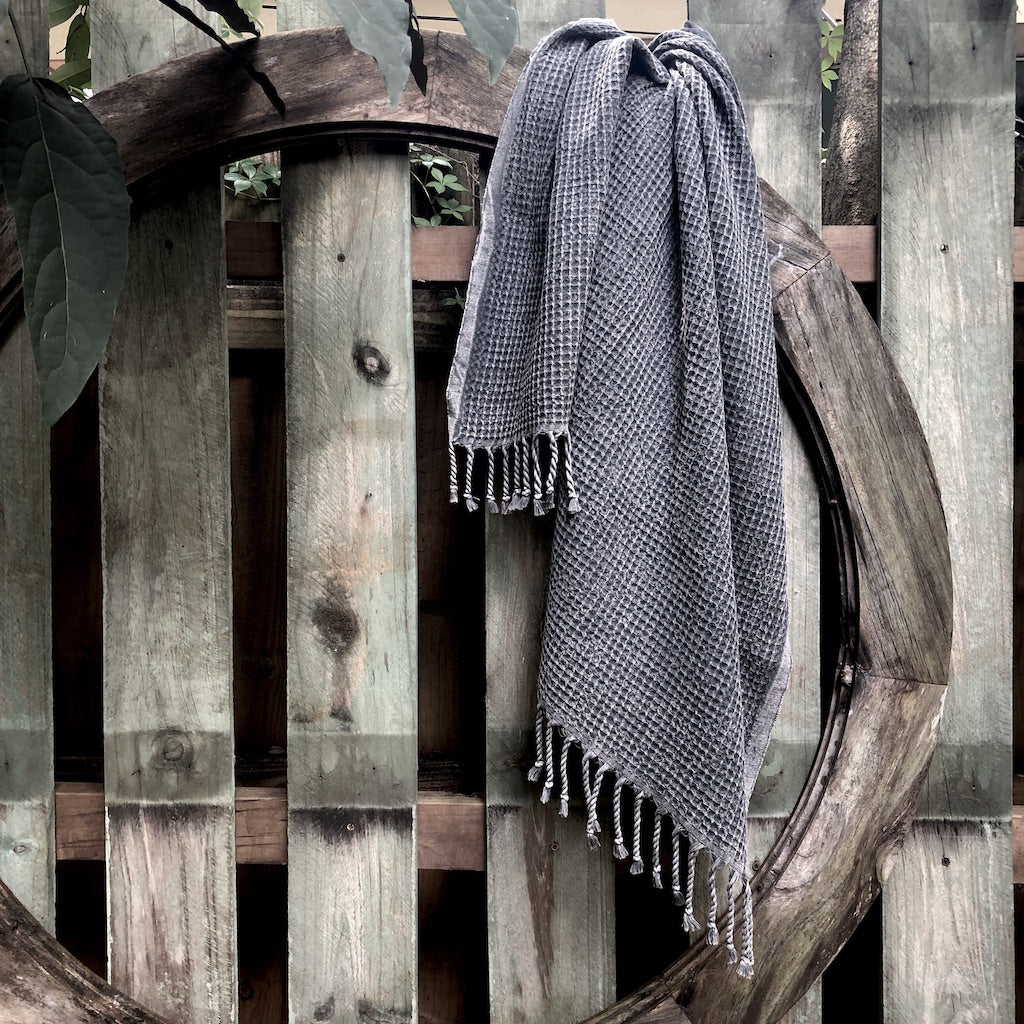 charcoal gray waffle towel