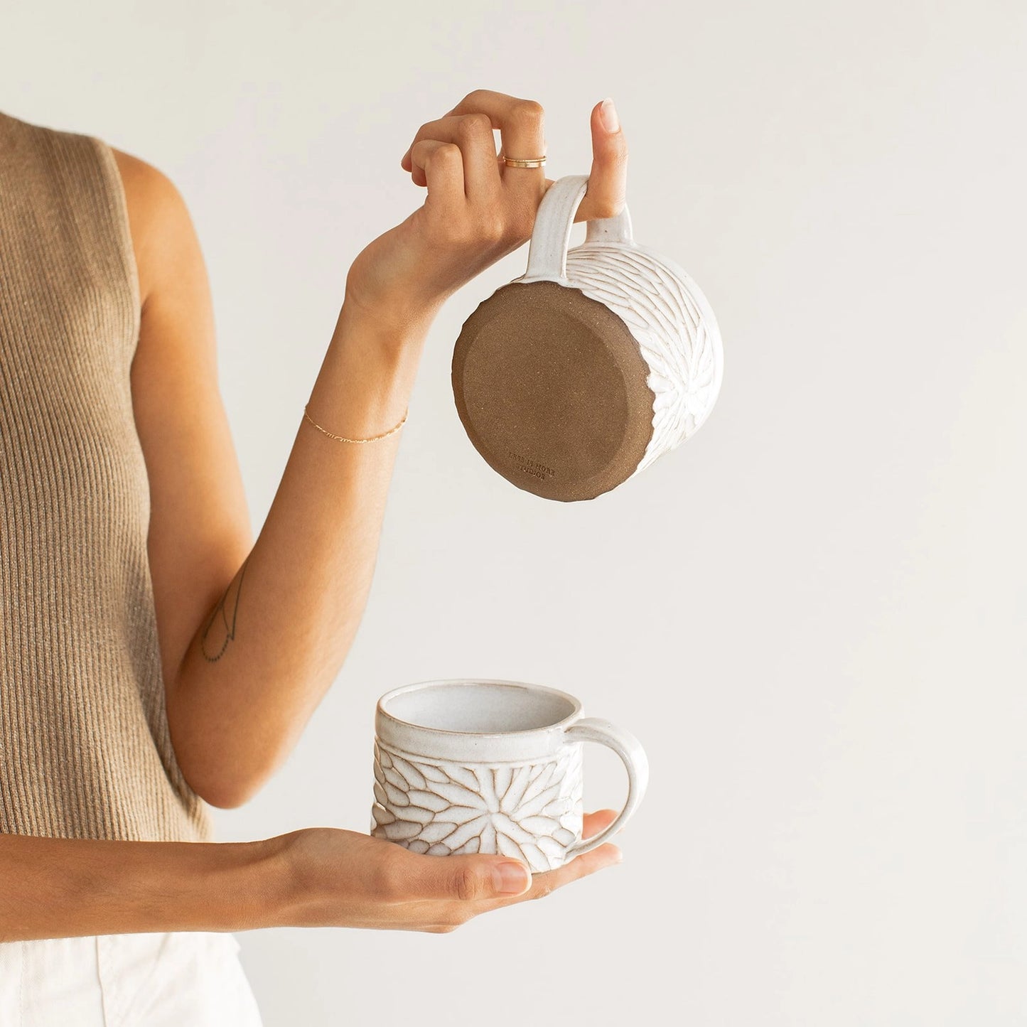 Carved Stoneware Mug