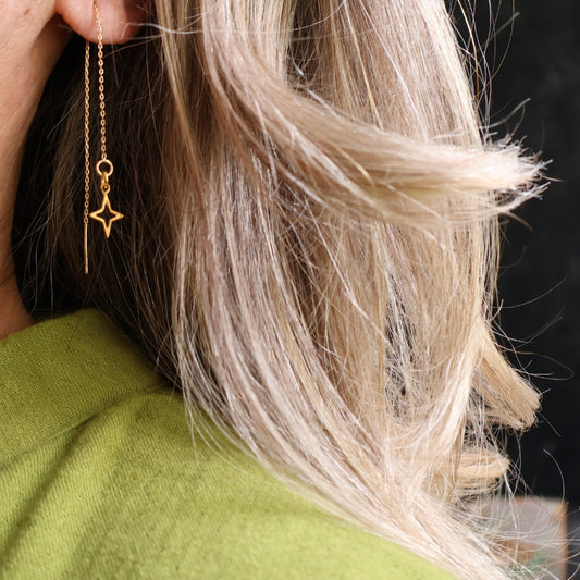 Moon & Star Threader Earrings