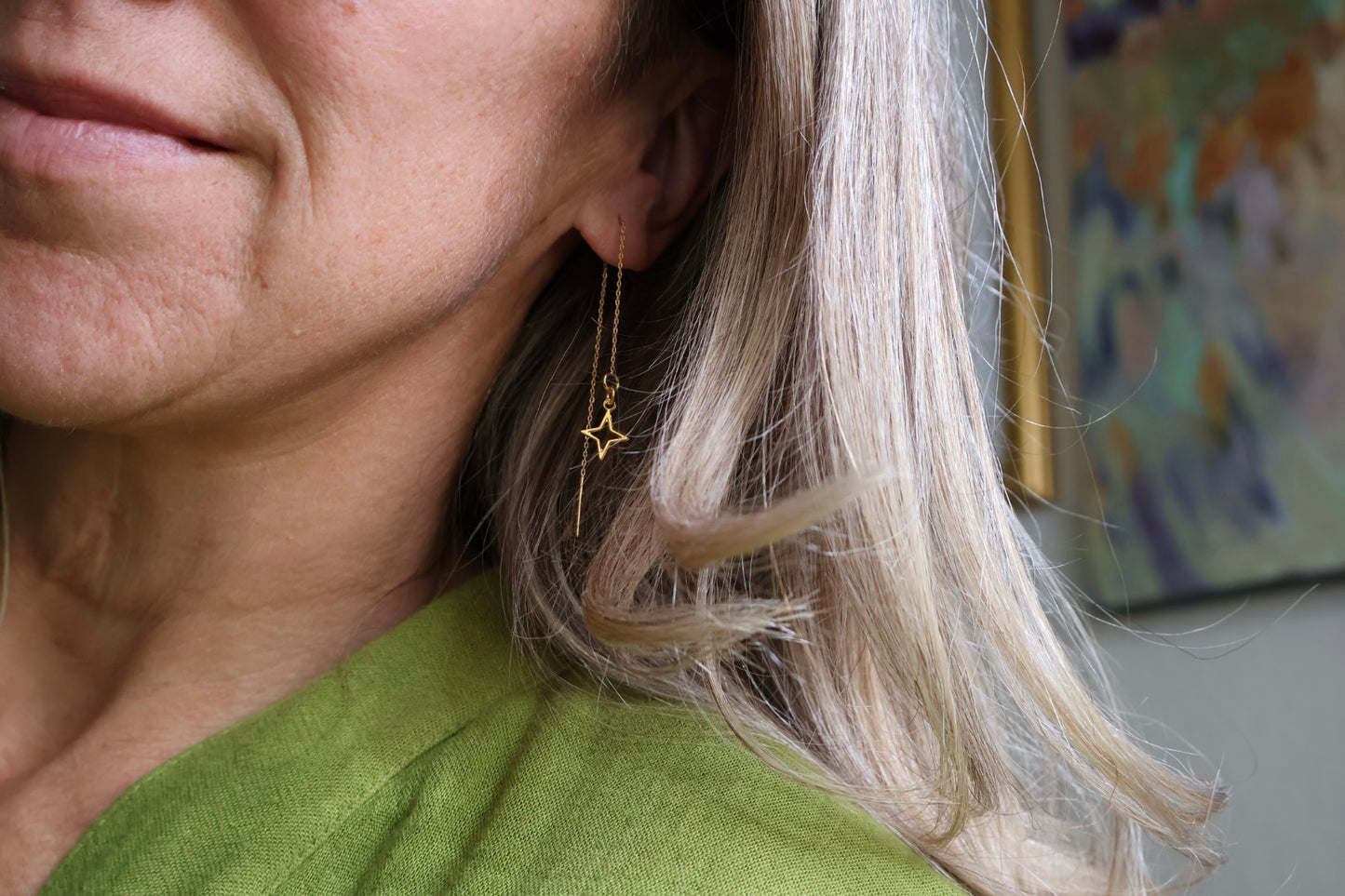 Moon & Star Threader Earrings