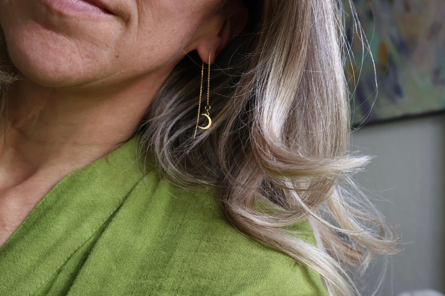 Moon & Star Threader Earrings