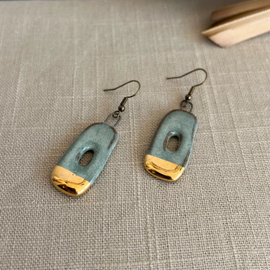 Gold Dipped Turquoise Abstract Hoop