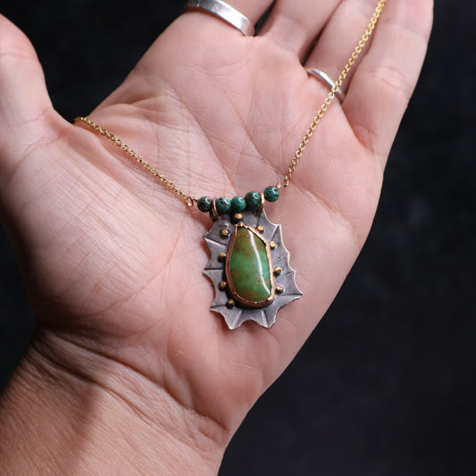 OOAK Chinese Turquoise Leaf Pendant