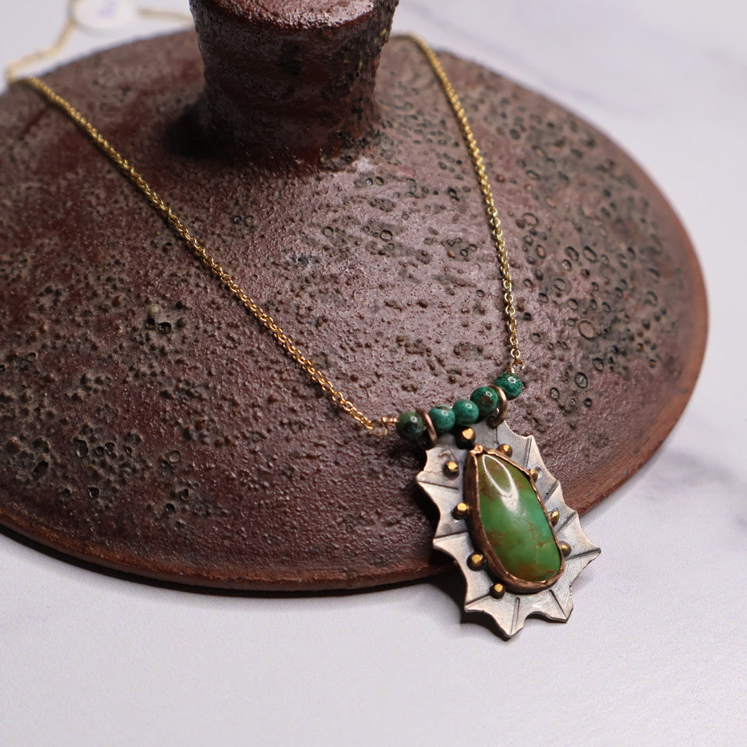 OOAK Chinese Turquoise Leaf Pendant