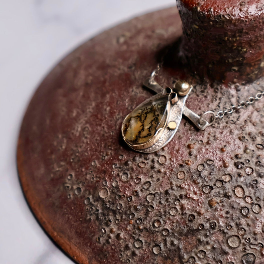 OOAK Teardrop Dendrite Pendant