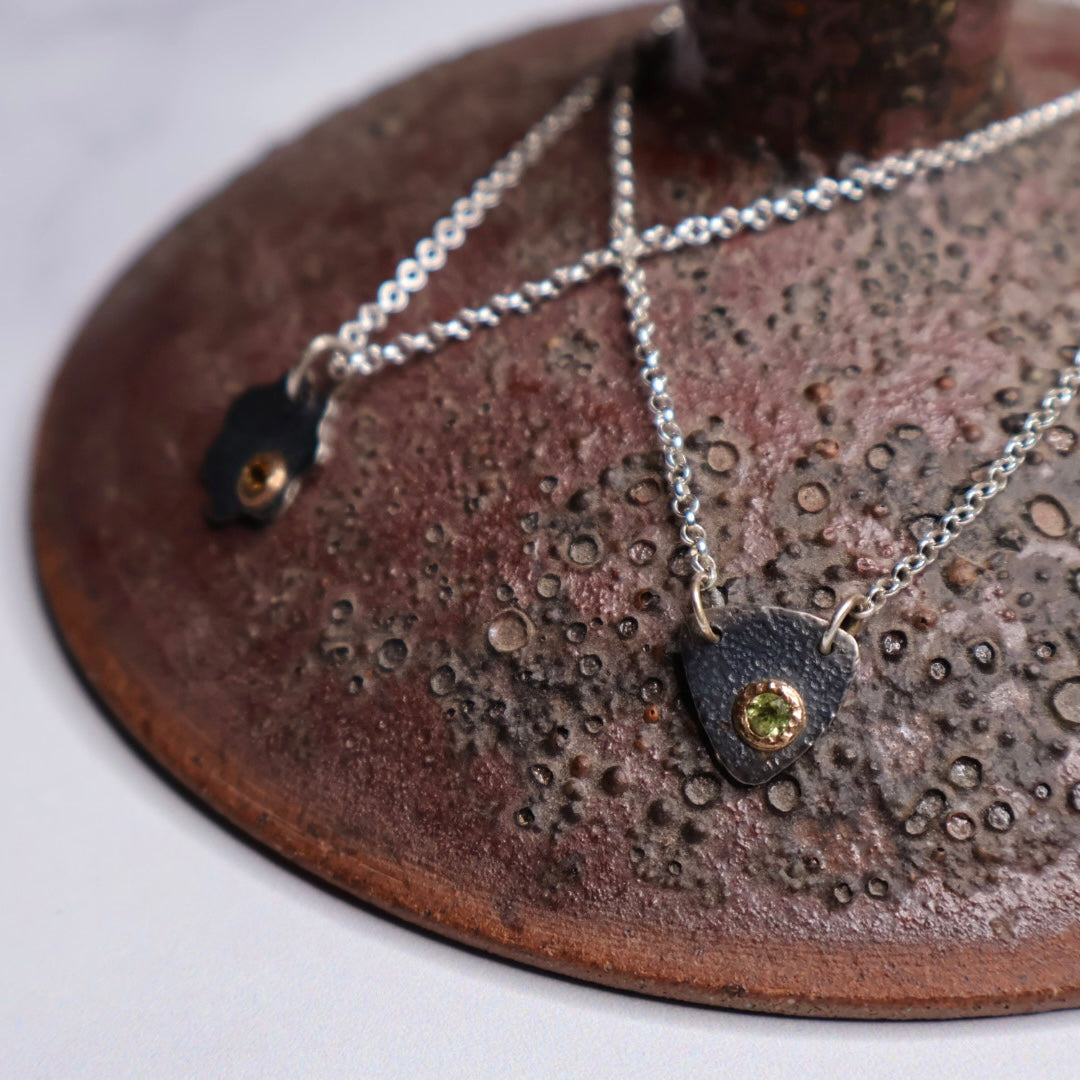 Textured Geometric Pendant & Earrings