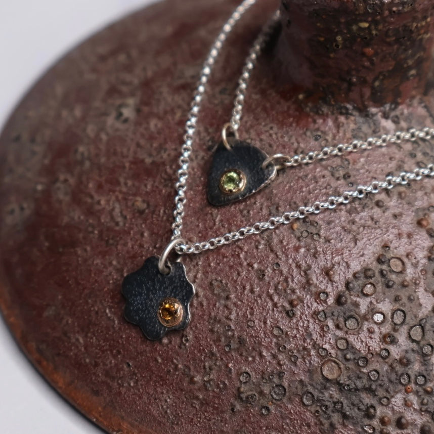 Textured Geometric Pendant & Earrings