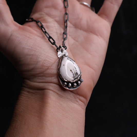 OOAK White Buffalo Paperclip Pendant