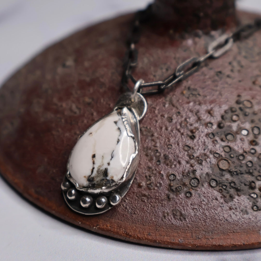 OOAK White Buffalo Paperclip Pendant