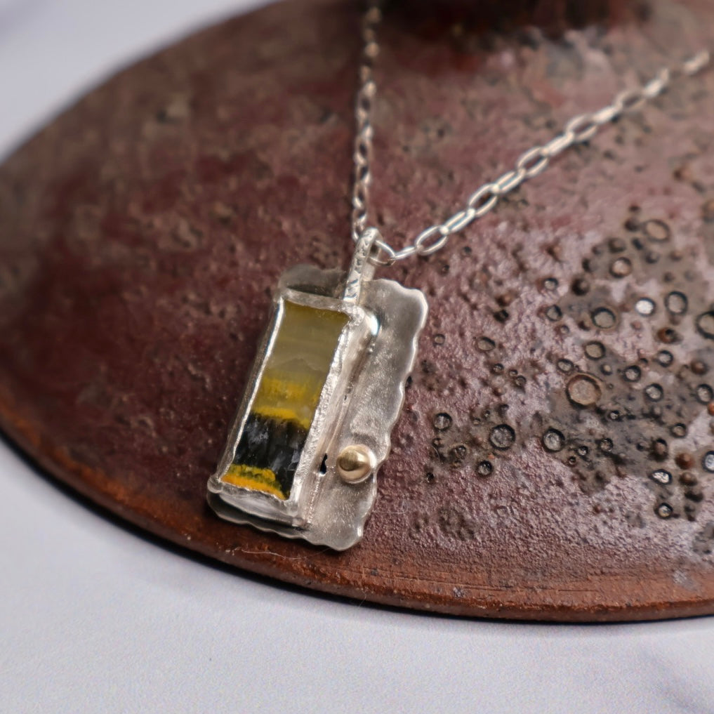 OOAK Offset Bumble Bee Jasper Pendant