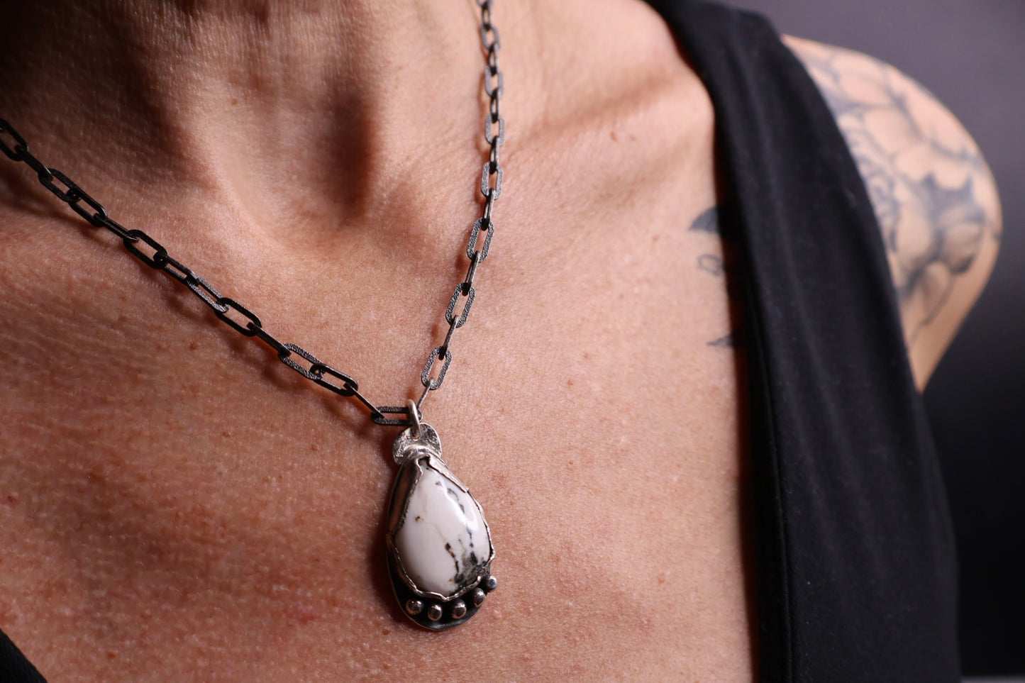 OOAK White Buffalo Paperclip Pendant