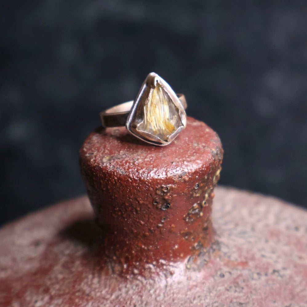 OOAK Rutilated Quartz Diamond Ring
