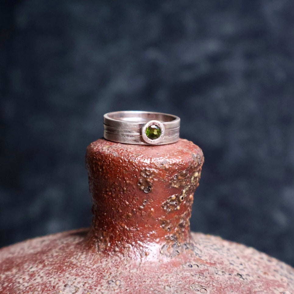 Tourmaline Wood Textured Band