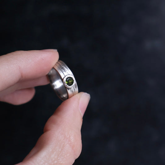 Tourmaline Wood Textured Band