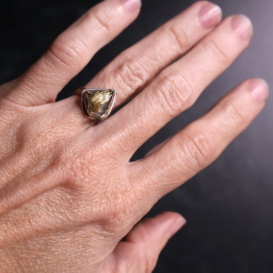 OOAK Rutilated Quartz Diamond Ring
