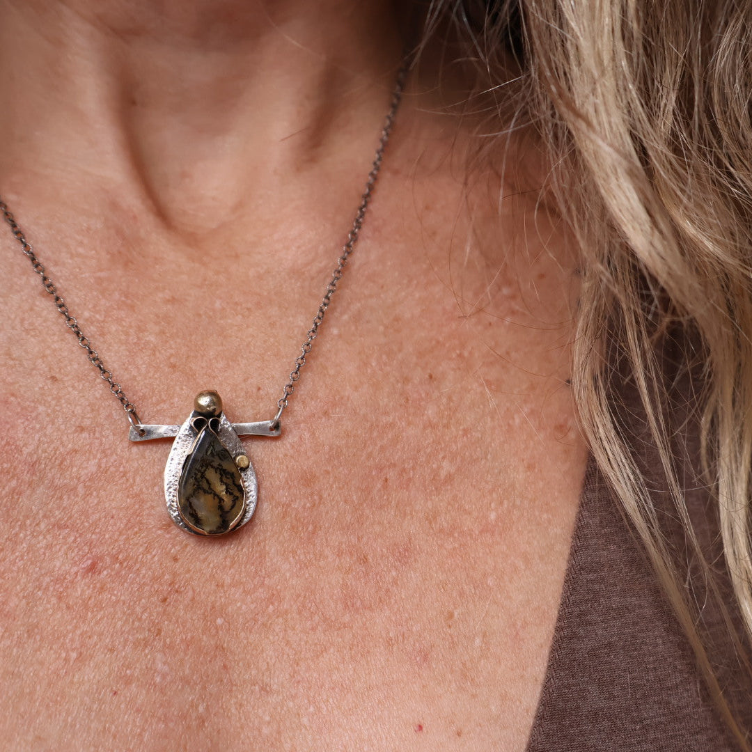 OOAK Teardrop Dendrite Pendant