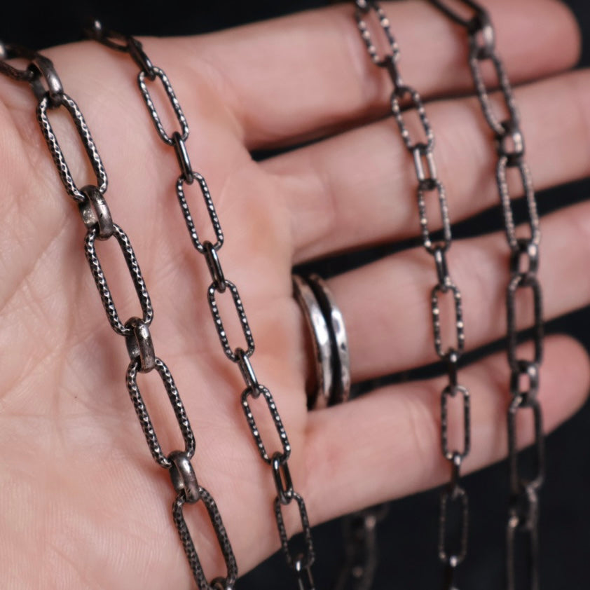 Petite Textured Rhodium Chain