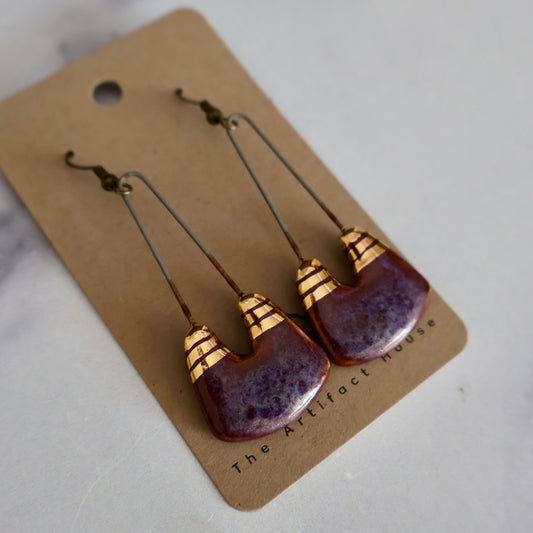 Plum Vertical 3 Gold Stripes