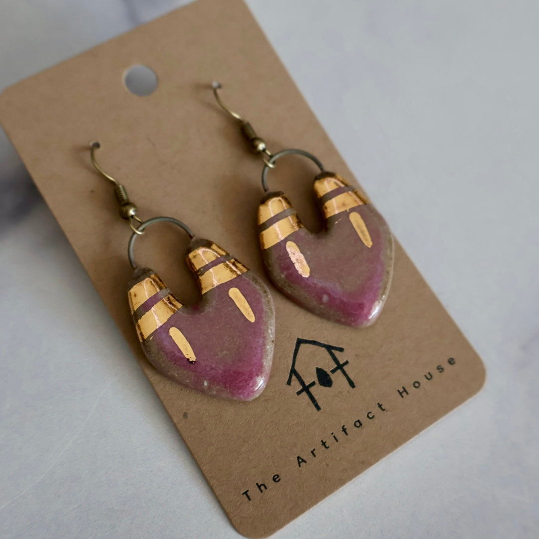 Pink Brown Gold Striped Drops