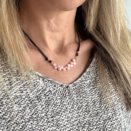 Leather Blush Heart Opal