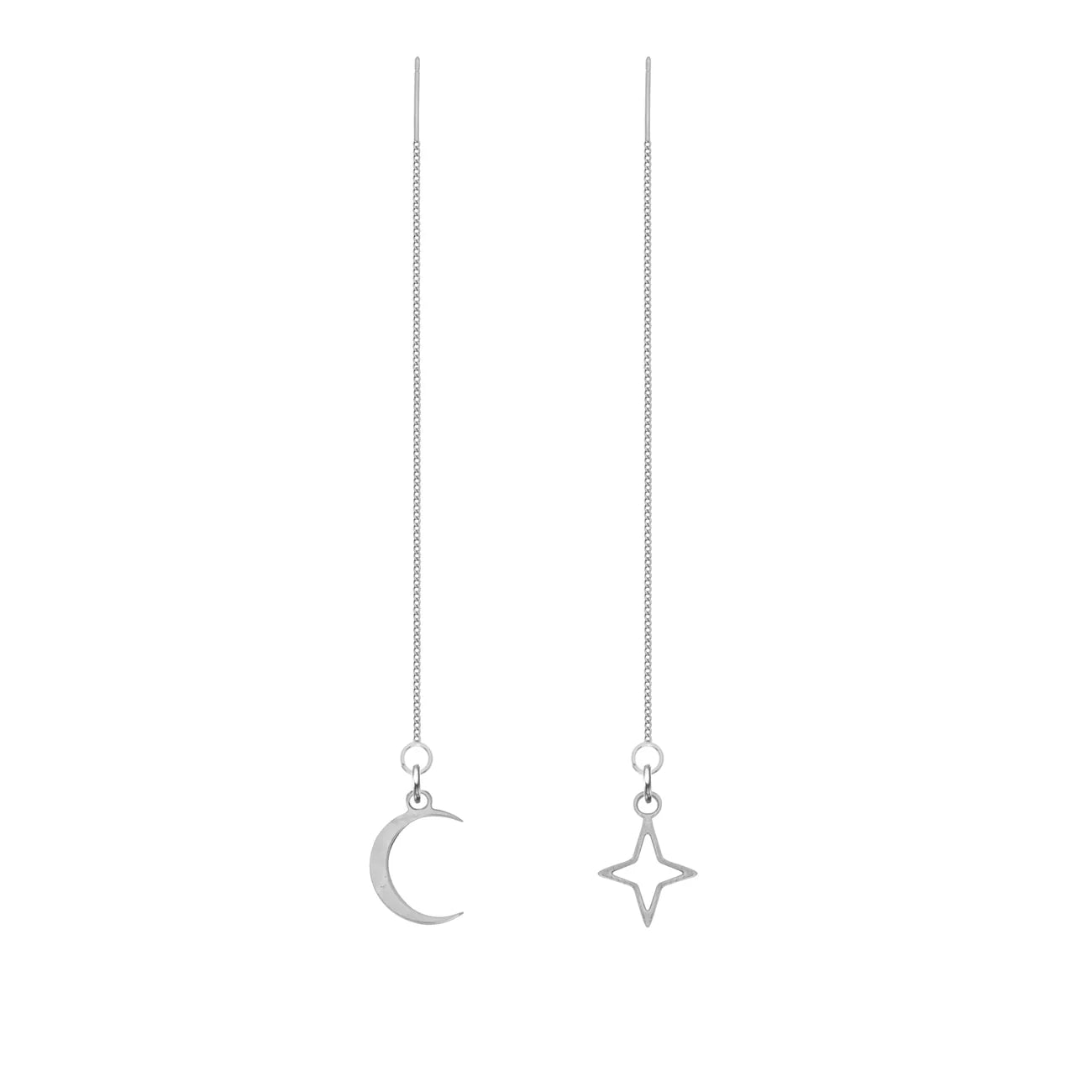 Moon & Star Threader Earrings