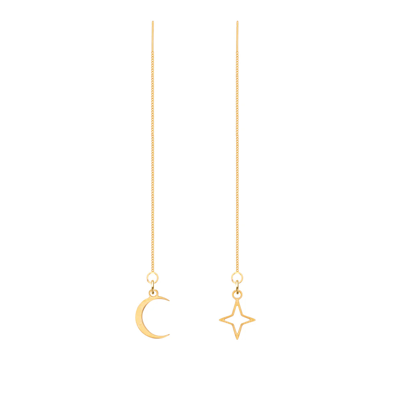 Moon & Star Threader Earrings