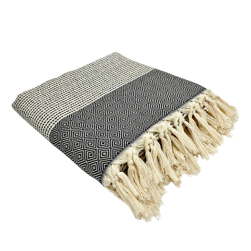 black white turkish throw