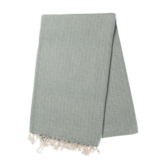 Sea Green Diamond Stripe Turkish Towel