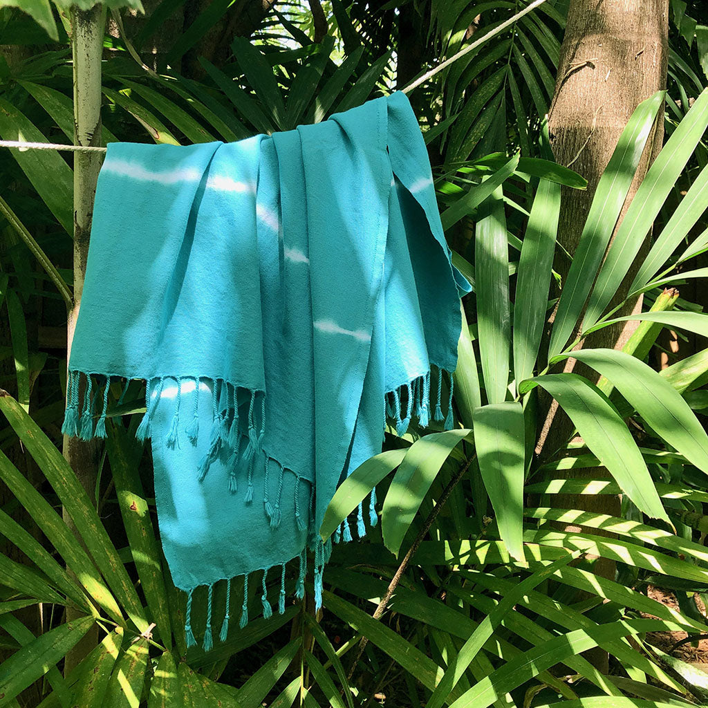 tie dye stripe teal towel
